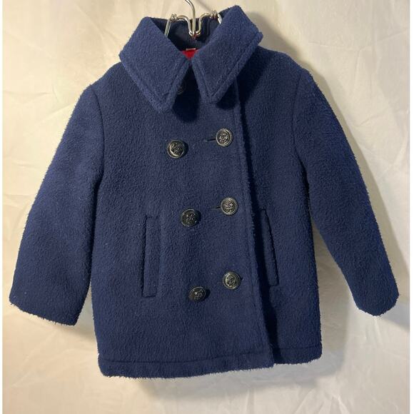 Vintage Child Navy Pea Coat, Sailor Jacket, Winter Coat, Toddler 3T